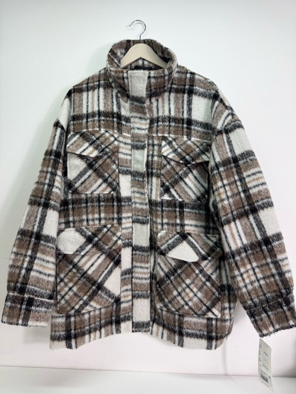 Bernardo Brown & Cream Plaid Jacket Sz XL NWT